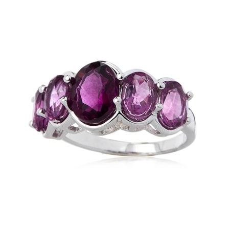 6.3ct Pink Fluorite 5-Stone Ring Sterling Silver