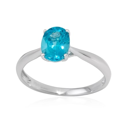 1.00ct Madagascan Apatite Oval Solitaire Ring 9ct White Gold