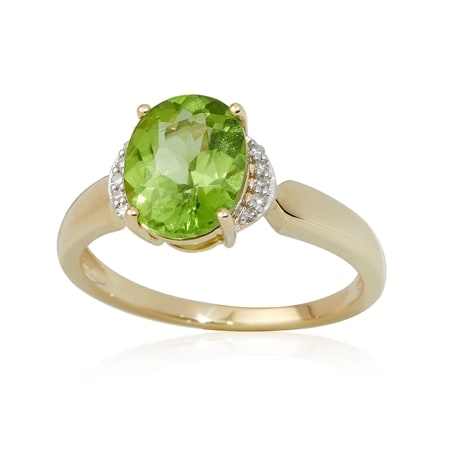 2.36ct Wagogo Peridot & Dia. Accent Oval Ring 9ct Yellow Gold