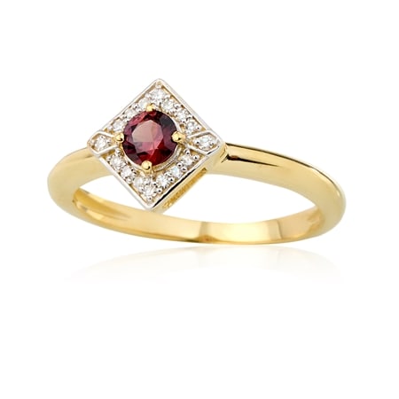 0.24ct Songea Ruby & Dia. Accent Art Deco Ring 9ct Yellow Gold