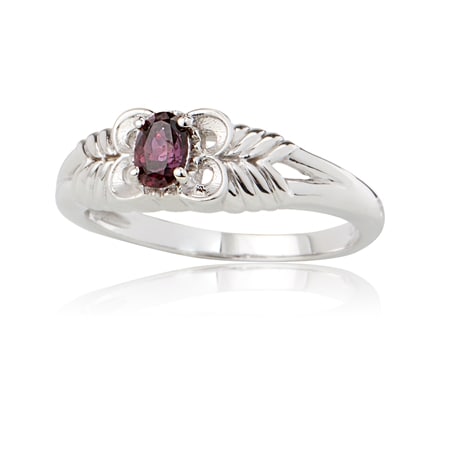 0.32ct Songea Ruby Oval Statement Ring 9ct White Gold