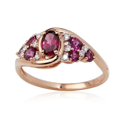 Gem Ambassador 0.90ct Rhodolite Garnet & Dia. Ring 9ct RG
