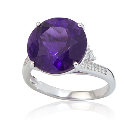 6.66ct Zambian Amethyst & 0.10ct Dia. Round Crossover Ring 9ct WG