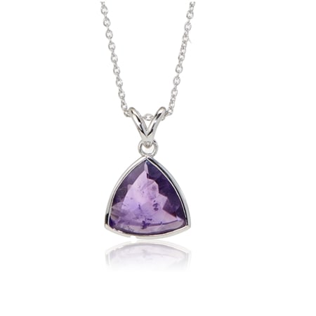 9.6ct Amethyst Trilliant Drop Pendant Sterling Silver