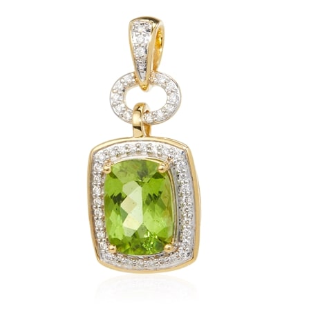 3.03ct Wagogo Peridot & 0.20ct Dia. Pendant 18ct YG OAK