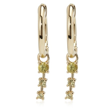 0.27ct Jepara Palalvine 3-Stone Drop Hoop Earrings 9ct YG