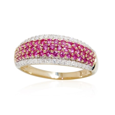 0.65ct Burmese Ruby & 0.20ct Dia. Pave Ring 9ct Yellow Gold