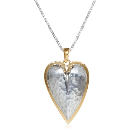 Danny Newfeld Heart Drop Pendant 50cm Sterling Silver YGP