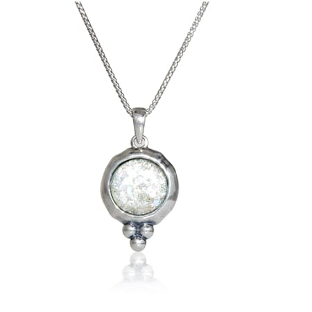 Danny Newfeld Roman Glass Drop Pendant 50cm Sterling Silver