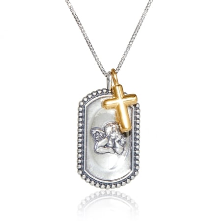 Danny Newfeld Angel & Cross Pendant 50cm Sterling Silver
