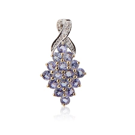 1.09ct Tanzanite & Dia. Cluster Pendant 9ct Yellow Gold
