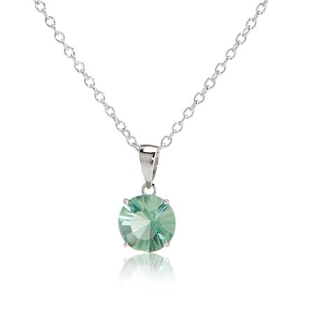 2.0ct Teal Green Fluorite Concave Pendant 50cm Sterling Silver - TVSN