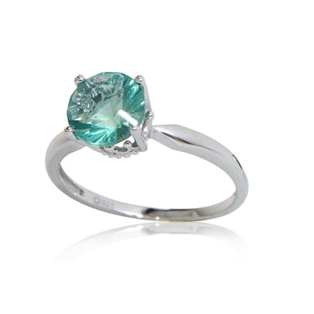 2.0ct Teal Green Fluorite Concave Ring Sterling Silver