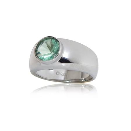 1.8ct Teal Green Fluorite Solitaire Ring Sterling Silver