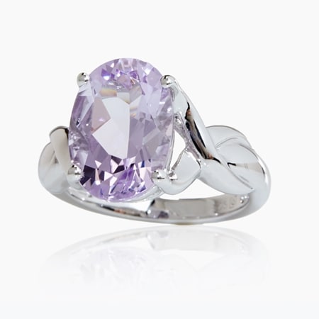 4.3ct Rose de France Oval Solitaire Ring Sterling Silver