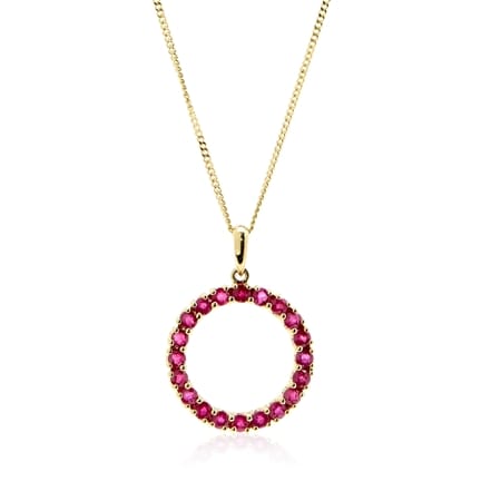 1.20ct Precious Gemstone Circle Pendant 9ct Yellow Gold with 50cm Chain