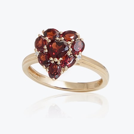 2.36ct Mozambique Garnet & Dia. Heart Cluster Ring 9ct Gold