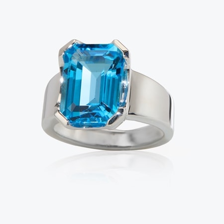 Pallanova Silver 7.7ct Swiss Blue Topaz Octagon Ring