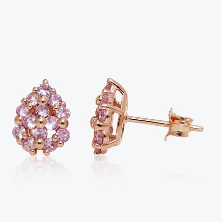 0.70ct Pink Sapphire Cluster Stud Earrings 9ct Rose Gold