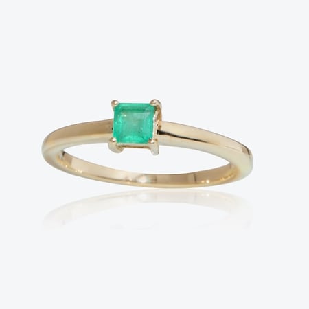0.30ct Zambian Emerald Square Solitaire Ring 9ct Yellow Gold