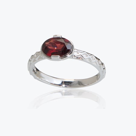 1.1ct Garnet Solitaire Filigree Ring Sterling Silver