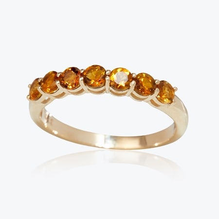 0.88ct Sunset Tourmaline 7-Stone Stacker Ring 9ct Yellow Gold
