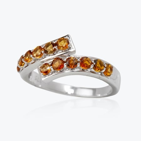 0.99ct Sunset Tourmaline Crossover Ring 9ct White Gold