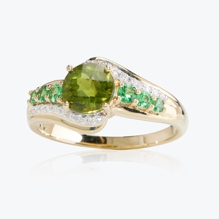 1.60ct Italian Vesuvianite, Tsavorite & 0.11ct Dia. Ring 9ct YG