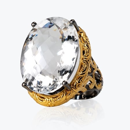 Gems en Vogue Gemstone Statement Ring Palladium Silver