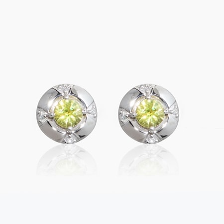 0.42ct Jepara Pallavine & Dia. Round Stud Earrings 9ct White Gold