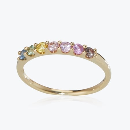 0.40ct Colours of Sapphire 7-Stone Stacker Ring 9ct Gold