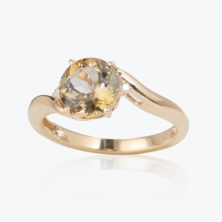 2.23ct Golden Tanzanite & Dia. Round Crossover Ring 9ct YG