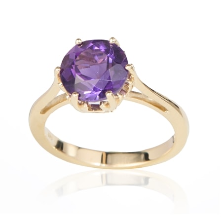 2.20ct Zambian Amethyst Round Solitaire Ring 9ct Yellow Gold