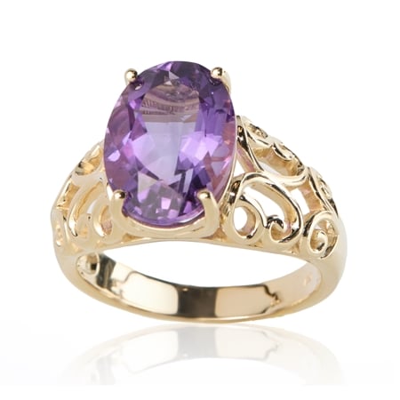 4.87ct Zambian Amethyst Oval Filligree Ring 9ct Yellow Gold