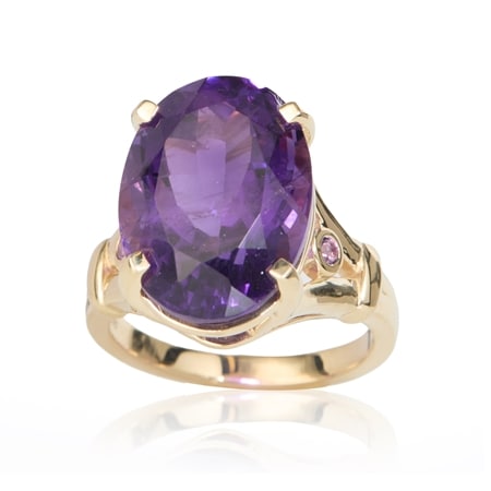10.22ct Zambian Amethyst & Brazilian Amethyst Oval Ring 9ct YG