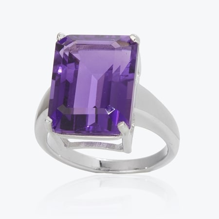 10.8ct Amethyst Octagon Solitaire Ring Sterling Silver