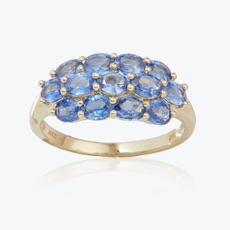 2.30ct Sri Lankan Ceylon Sapphire Oval Cluster Ring 9ct Gold