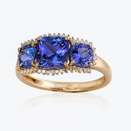 2.97ct AAA Premium Tanzanite & 0.16ct Dia. Ring 9ct Gold