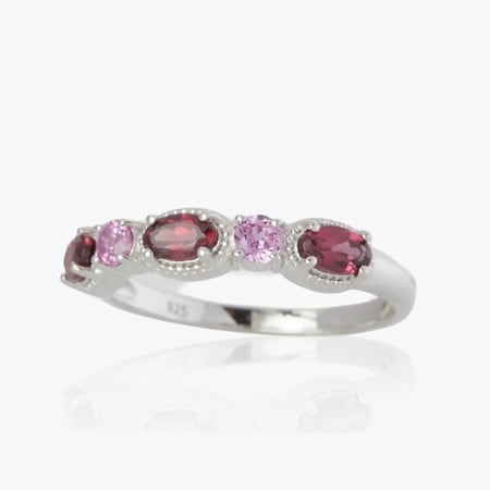 0.8ct Rhodolite Garnet & Pink Sapphire Ring Sterling Silver
