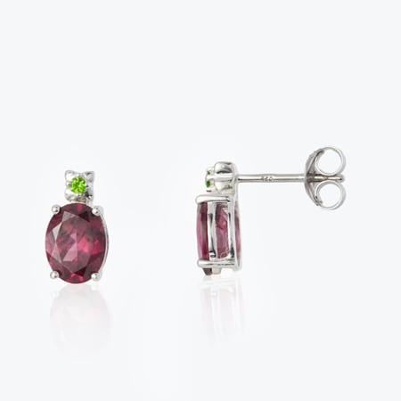 2.8ct Rhodolite Garnet Oval Stud Earrings Sterling Silver