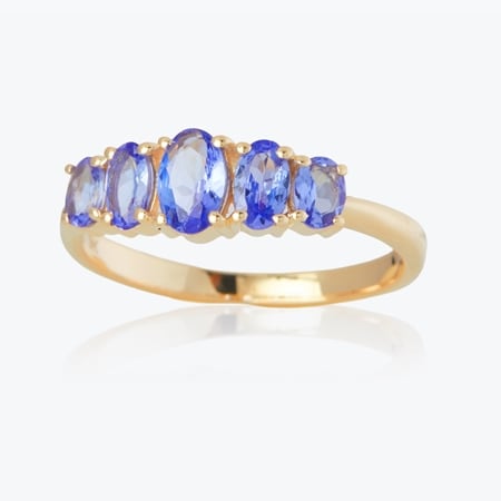 1.14ct Tanzanite 5-Stone Graduated Ring 9ct Gold