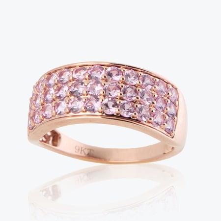 1.95ct Madagascan Pink Sapphire Cluster Band Ring 9ct Gold