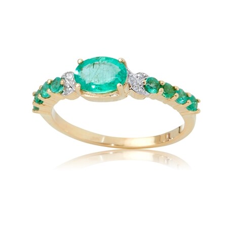 TVSN 0.91ct Zambian Emerald Diamond Ring 9ct Yellow Gold