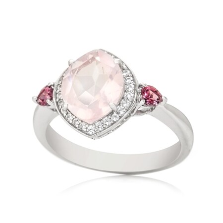 Rose Quartz & Rhodolite Ring Sterling Silver
