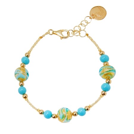 Il Murano di Francesca Turquoise & Gold Swirls B'let SS/GP