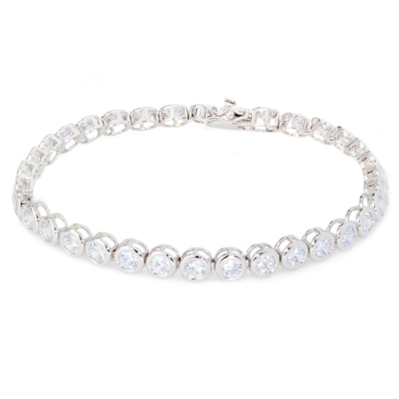 Diamonesque 8.50ct tw Bezel Set SS Tennis Bracelet 19cm
