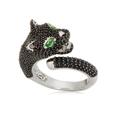 3.0ct Black Spinel Panther Ring Sterling Silver