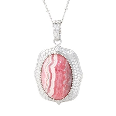 Hilary Joy Couture 29ct Rhodochrosite Pndnt w/ 50cm Chain SS