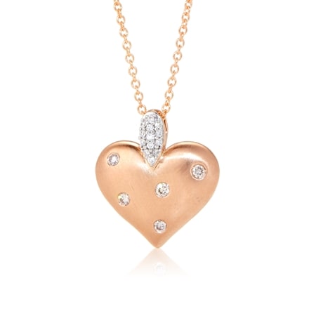 0.15ct Natural Pink & White Diamond Swiss Set Heart Pendant 9ct Gold 50cm
