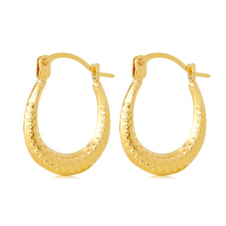9ct Yellow Gold Textured Hoop Earrings